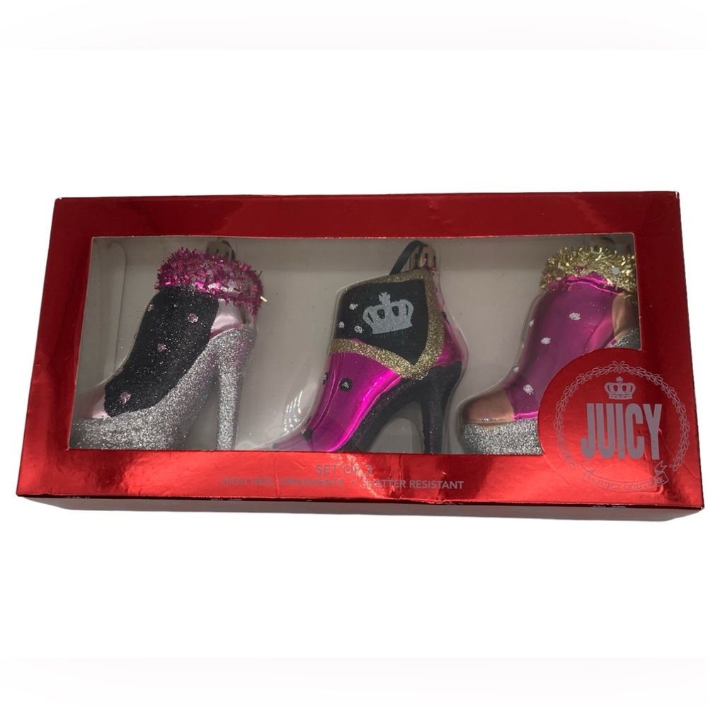 Juicy Couture high heel Christmas ornaments Set of 3